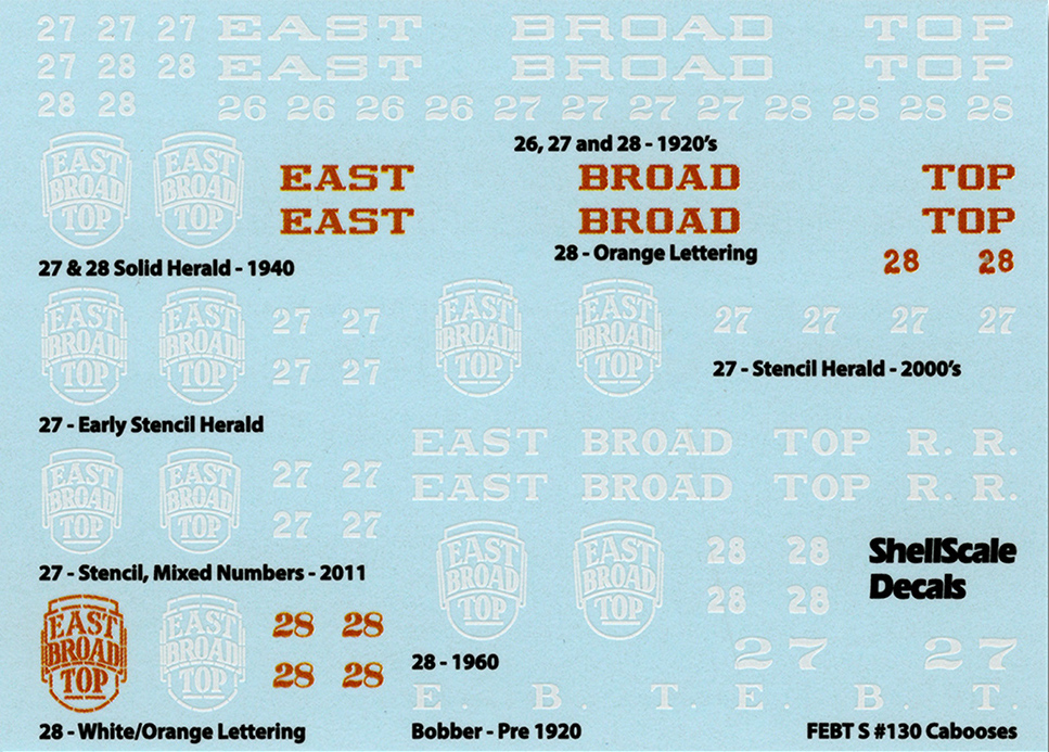 (image for) EBT Caboose Decal Lettering, S scale