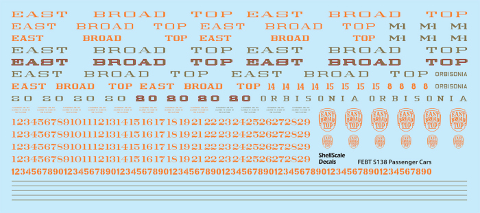 (image for) EBT Passenger Car Decal Lettering, S scale