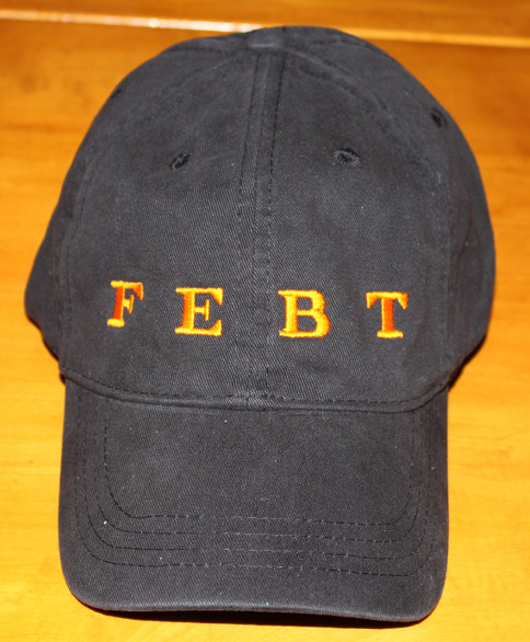 (image for) FEBT Cap, black with orange lettering